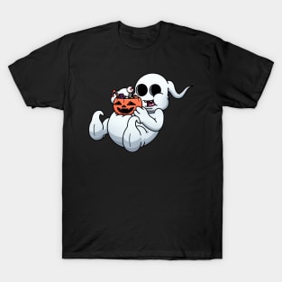 Fat Ghost Eating Halloween Candy T-Shirt